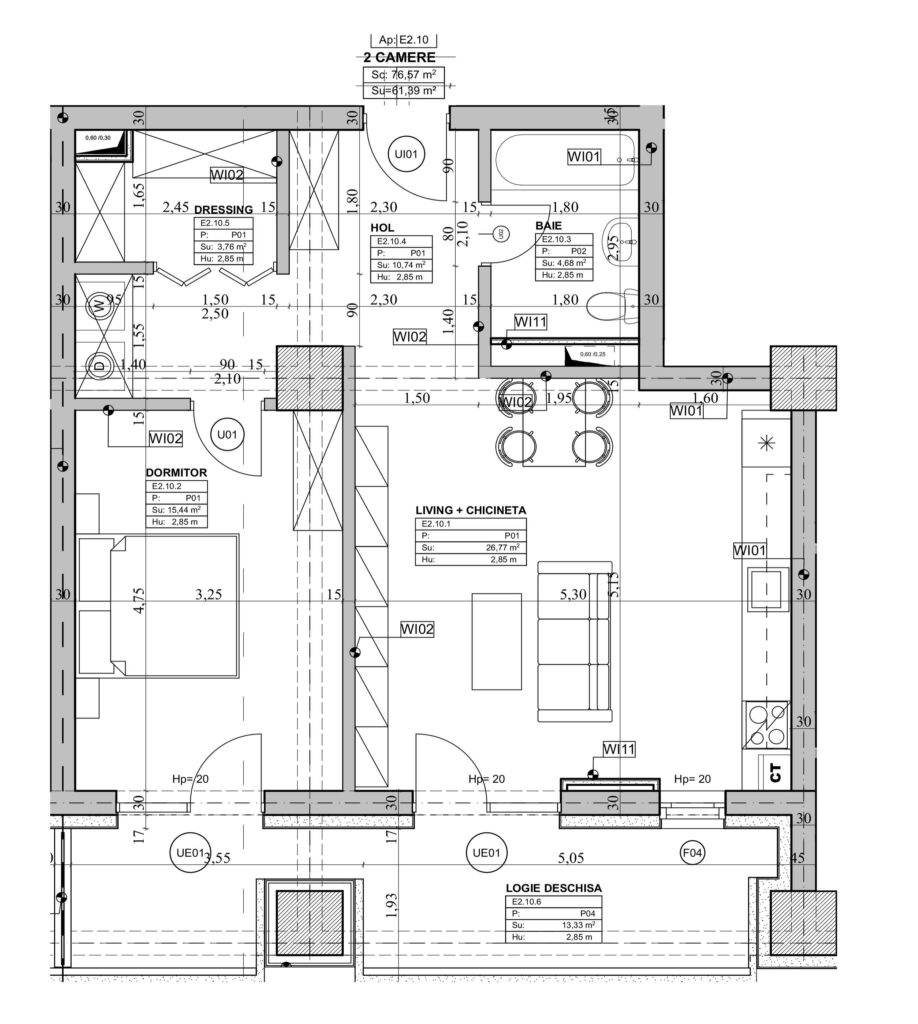 Schiță Apartament 2 camere – Orient Residence 2 nr. 10