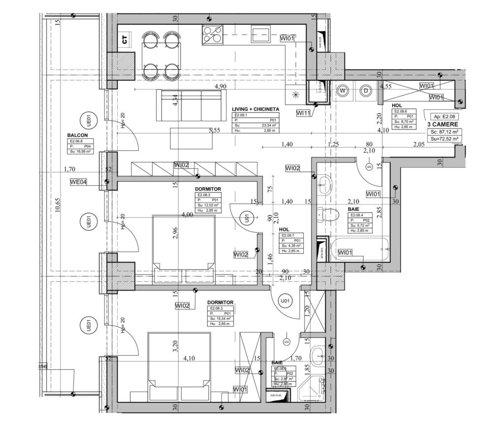 Schiță Apartament 3 camere B2 – Orient Residence 2 nr. 8