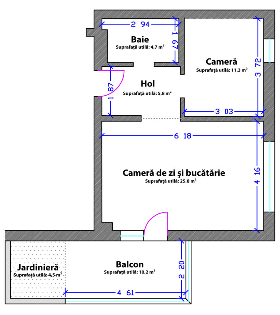 Schiță Apartament 2 camere – Orient Residence 1